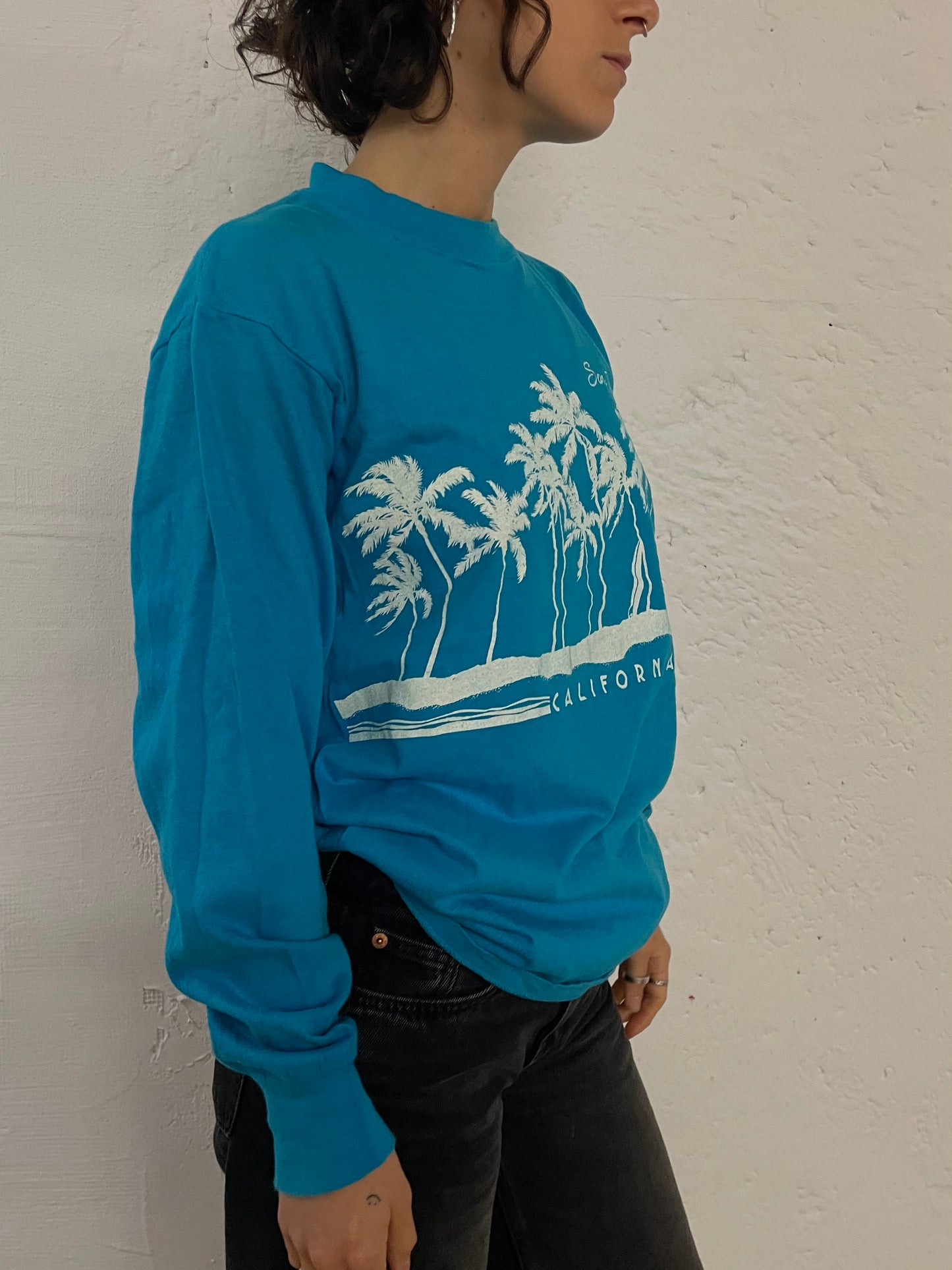 Vintage Miller Long Sleeve Front Print Shirt Made in USA Blue – L