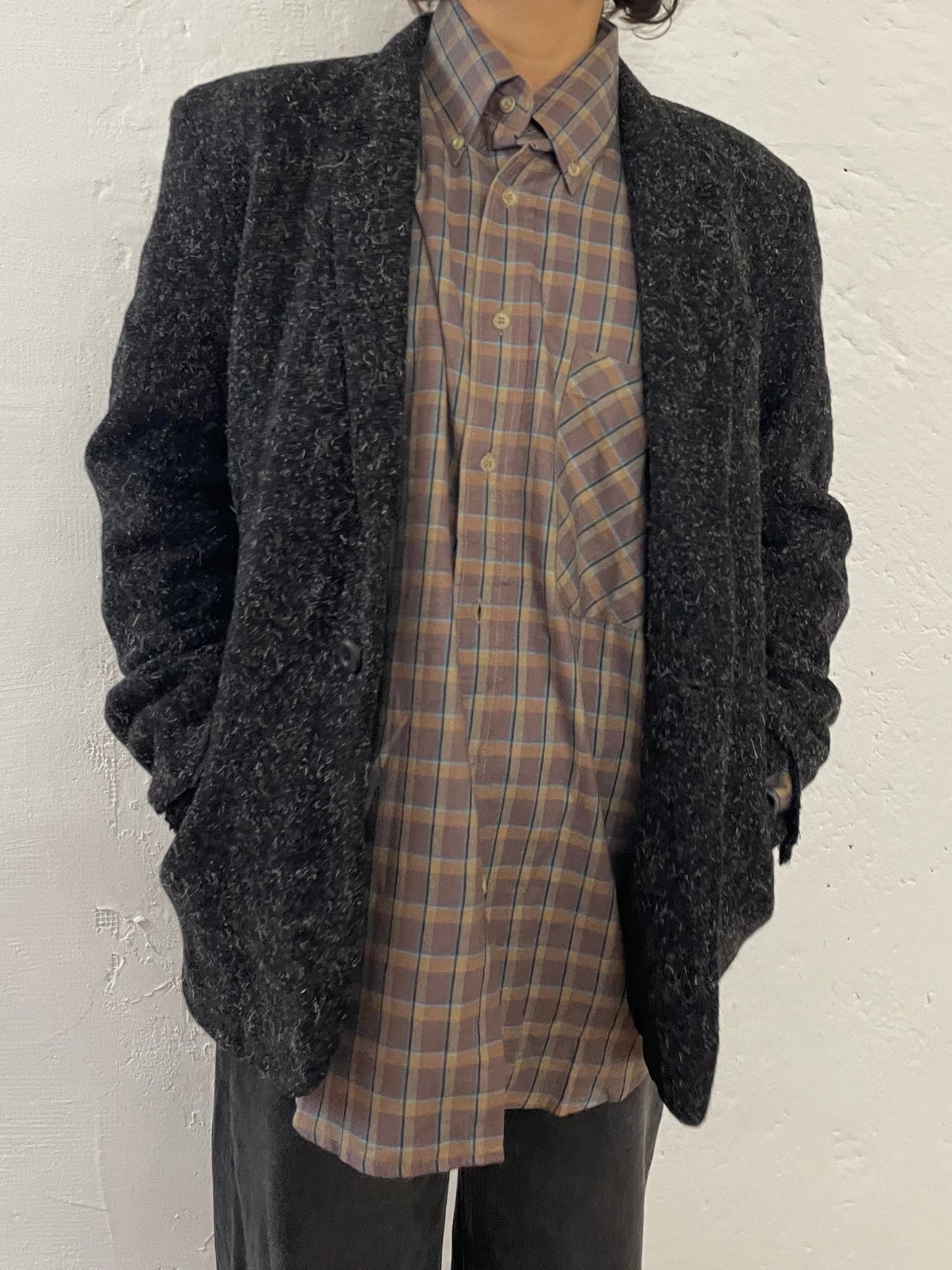 Vintage Wool Blazer Made in England Black & White Details – M/L
