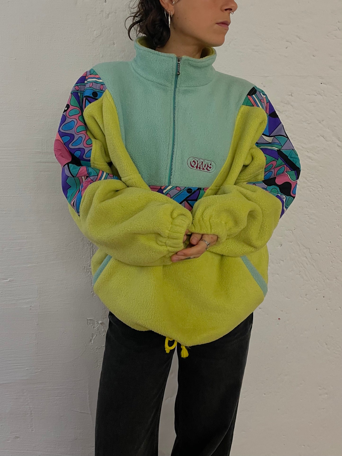 Vintage Okus Oversized Pullover Thick & Warm Green/Turquoise – L
