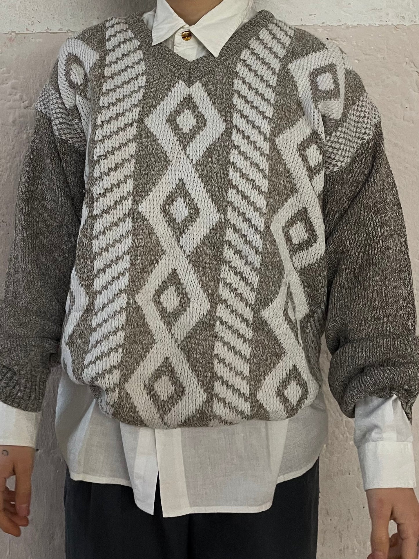 Beige Unisex Retro Sweater - Kleiderhaufen - Default Title
