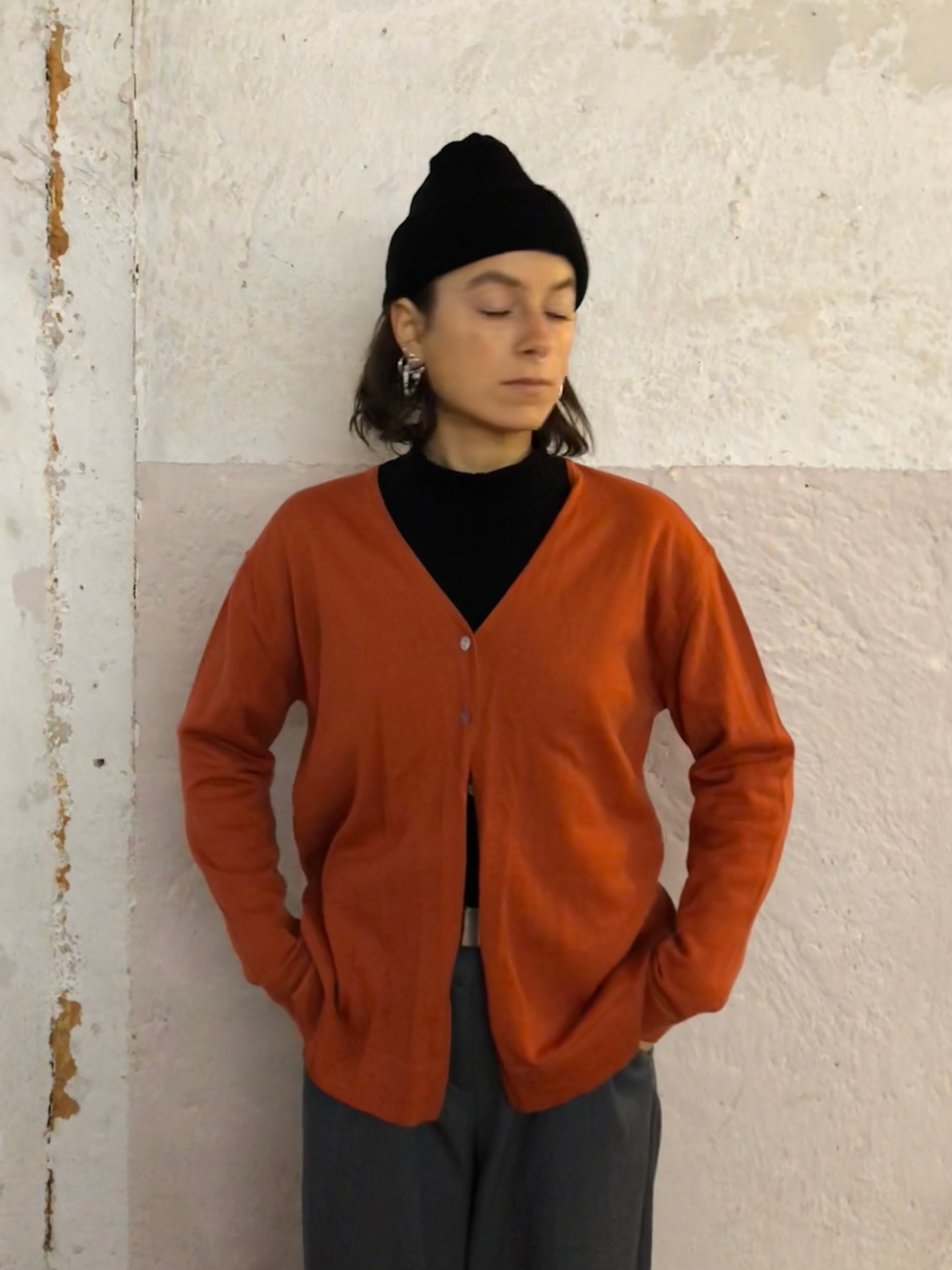 Button-up Sweater Orange - Kleiderhaufen - Default Title