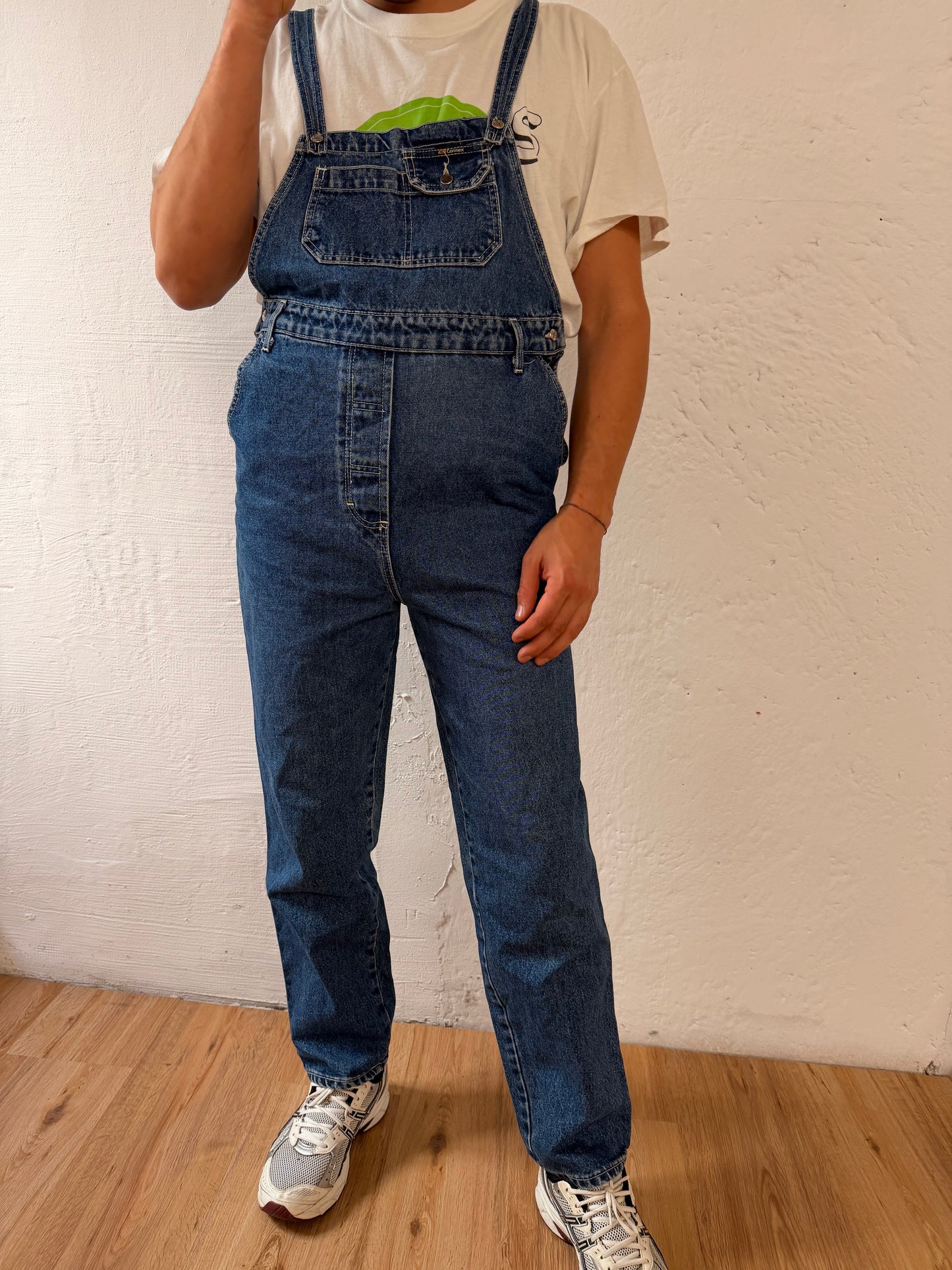 Denim Overalls Connex Blue Adjustable Side Buttons Unisex – L