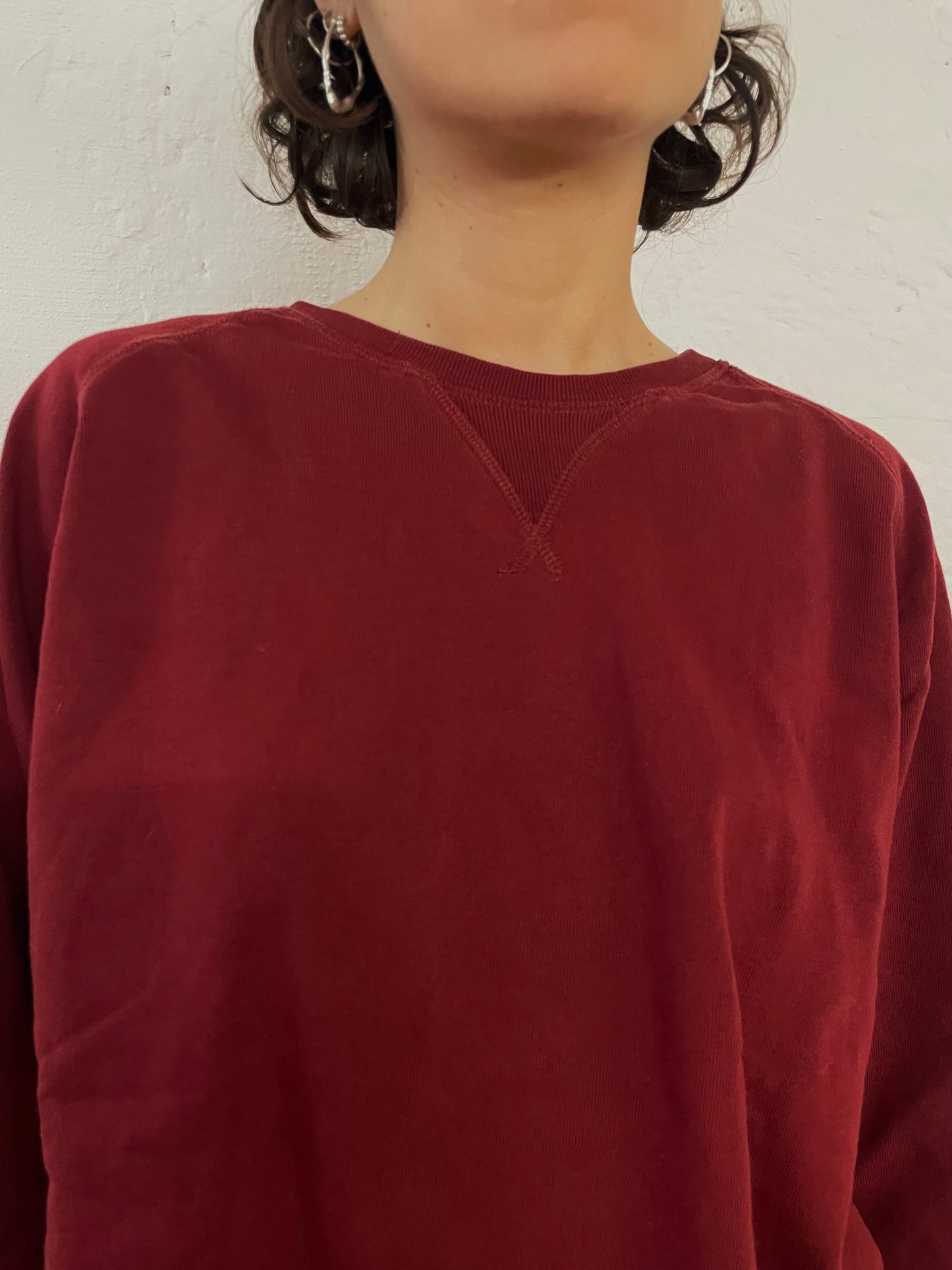 Classic Red Long Sleeve Sweater Crew Neck – L