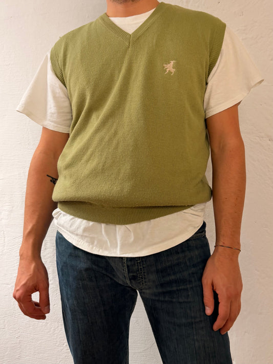Pullunder Pullover Vest Green with Front Logo Unisex  – L