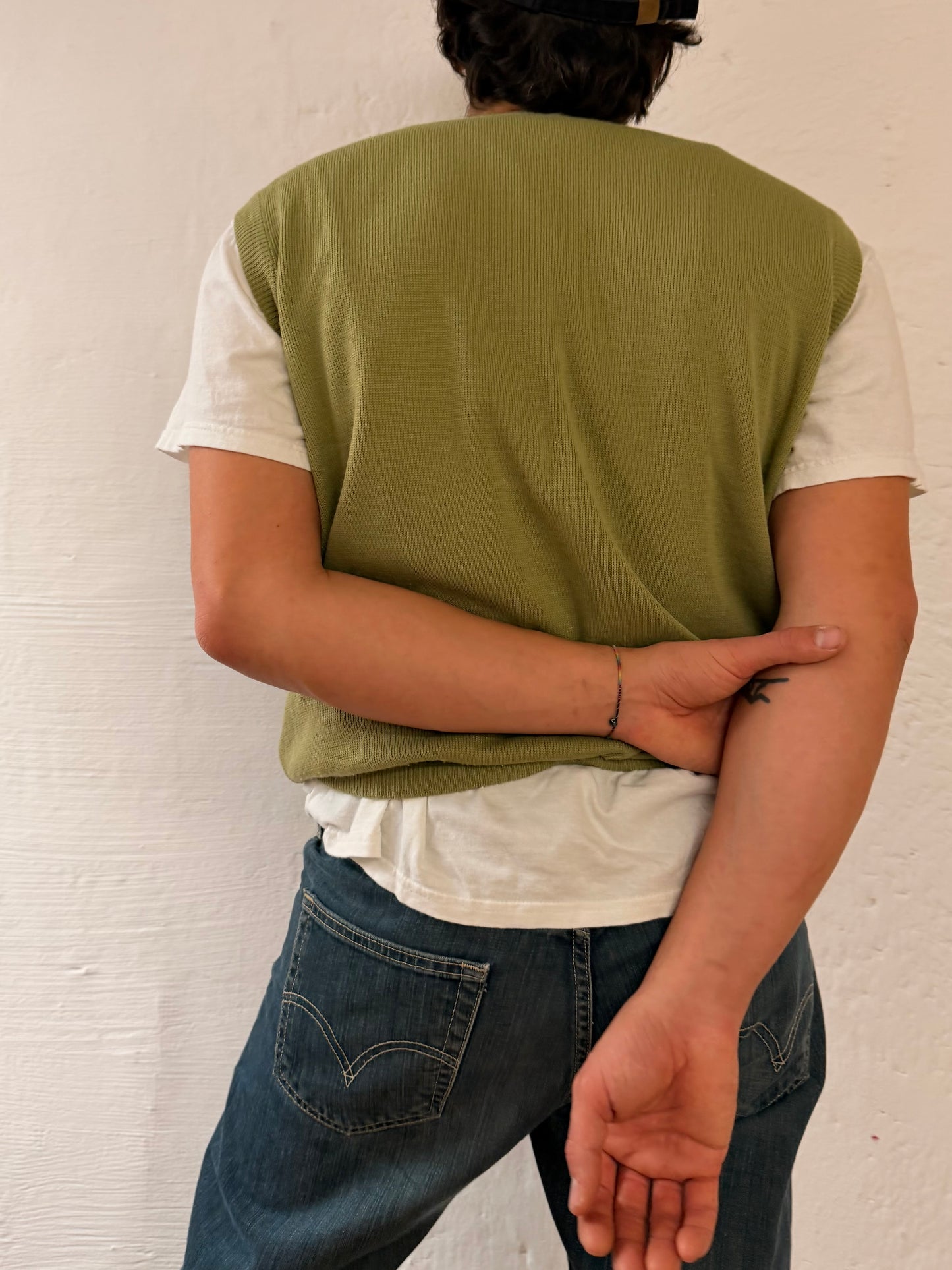 Pullunder Pullover Vest Green with Front Logo Unisex  – L