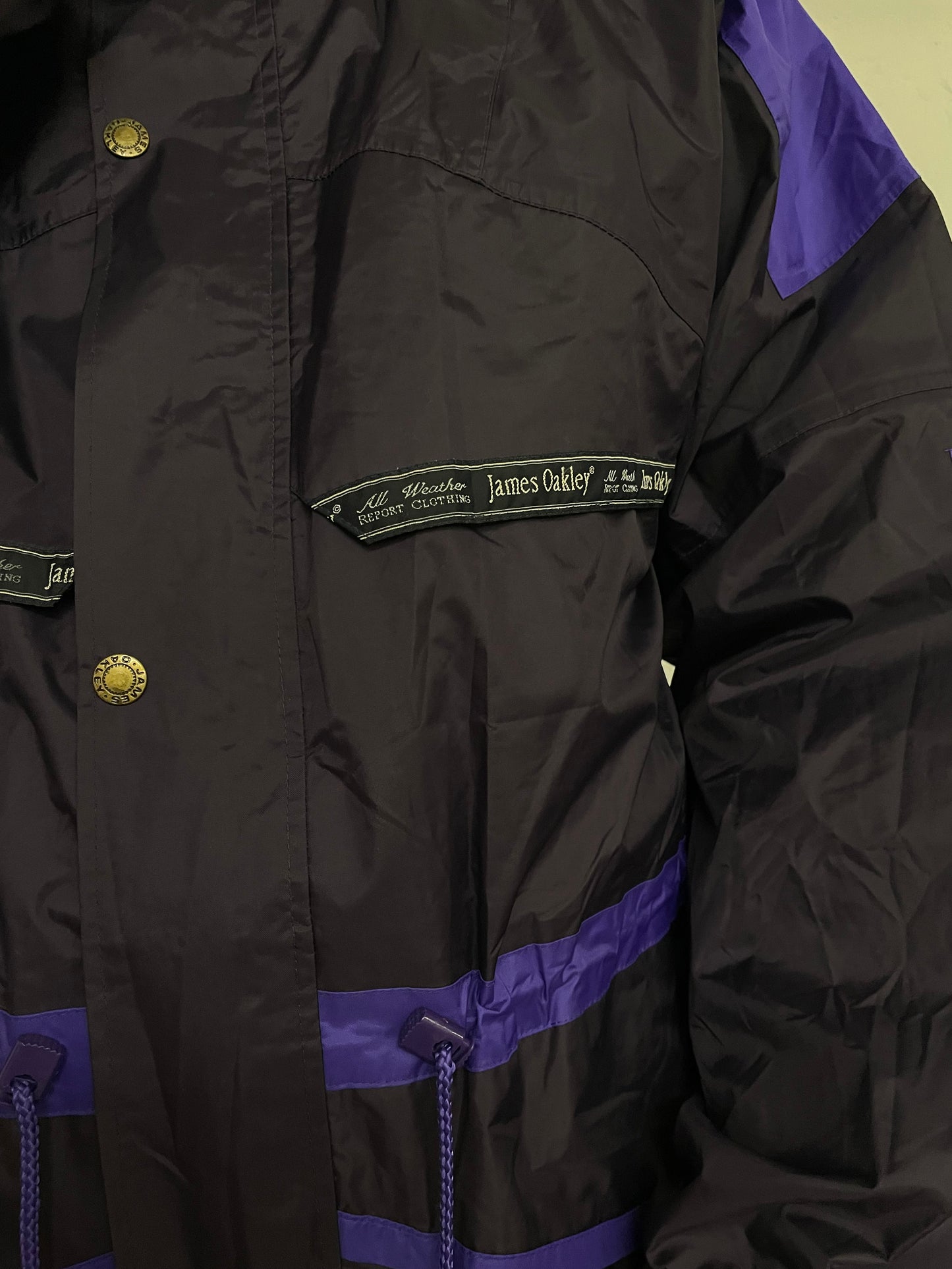 Vintage James Oakley Rain Jacket Hooded Purple – XL
