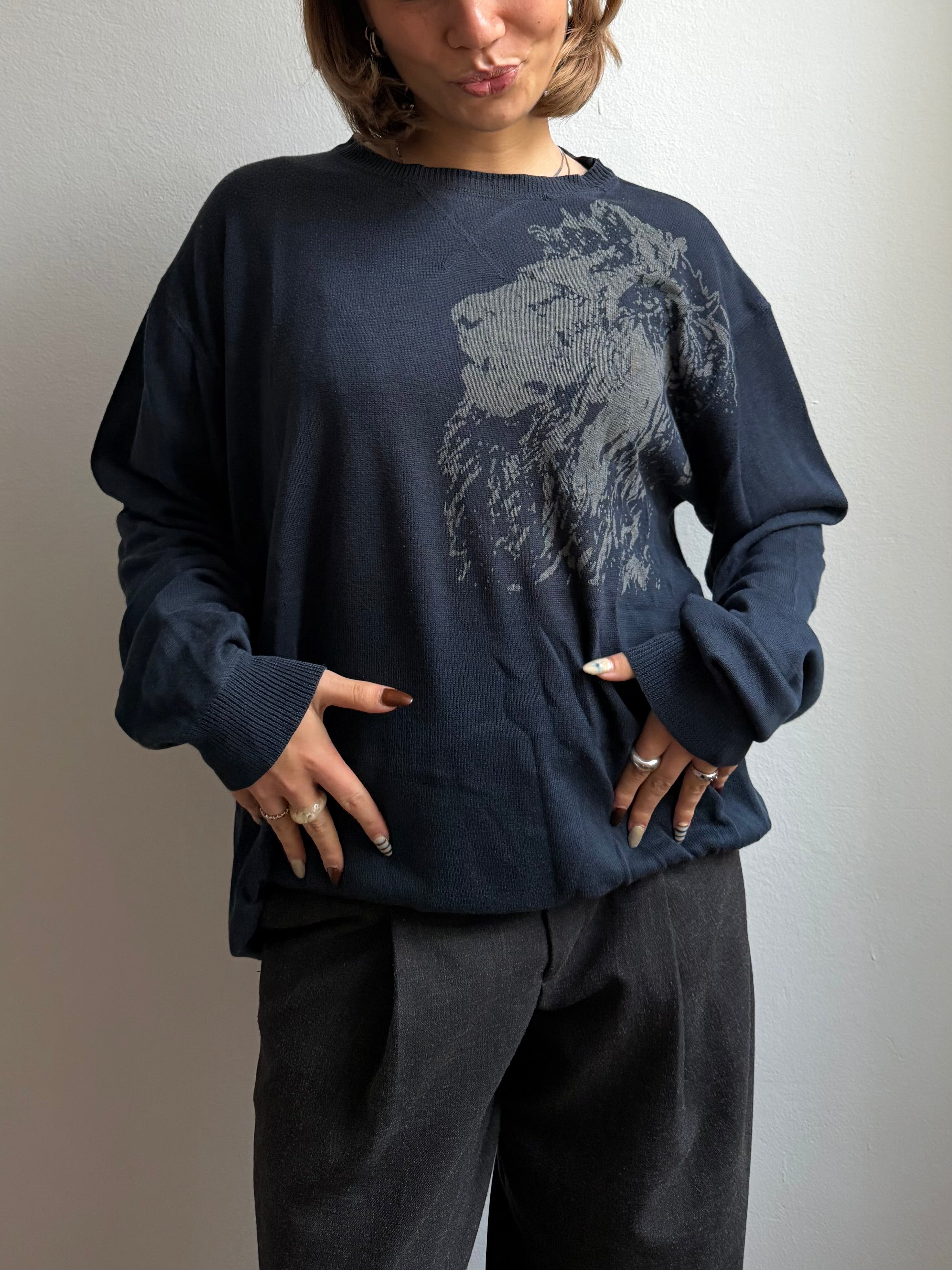Oversized Longsleeve Shirt Darkblue Unisex - XL