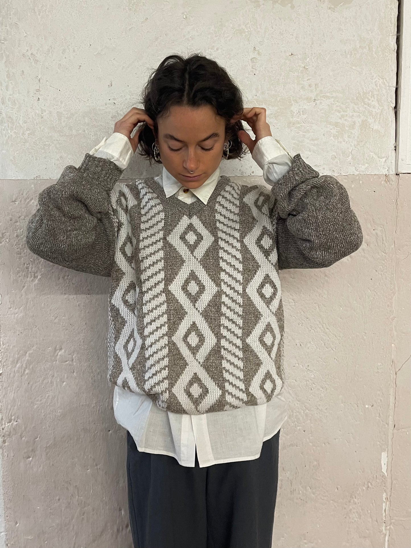 Beige Unisex Retro Sweater - Kleiderhaufen - Default Title
