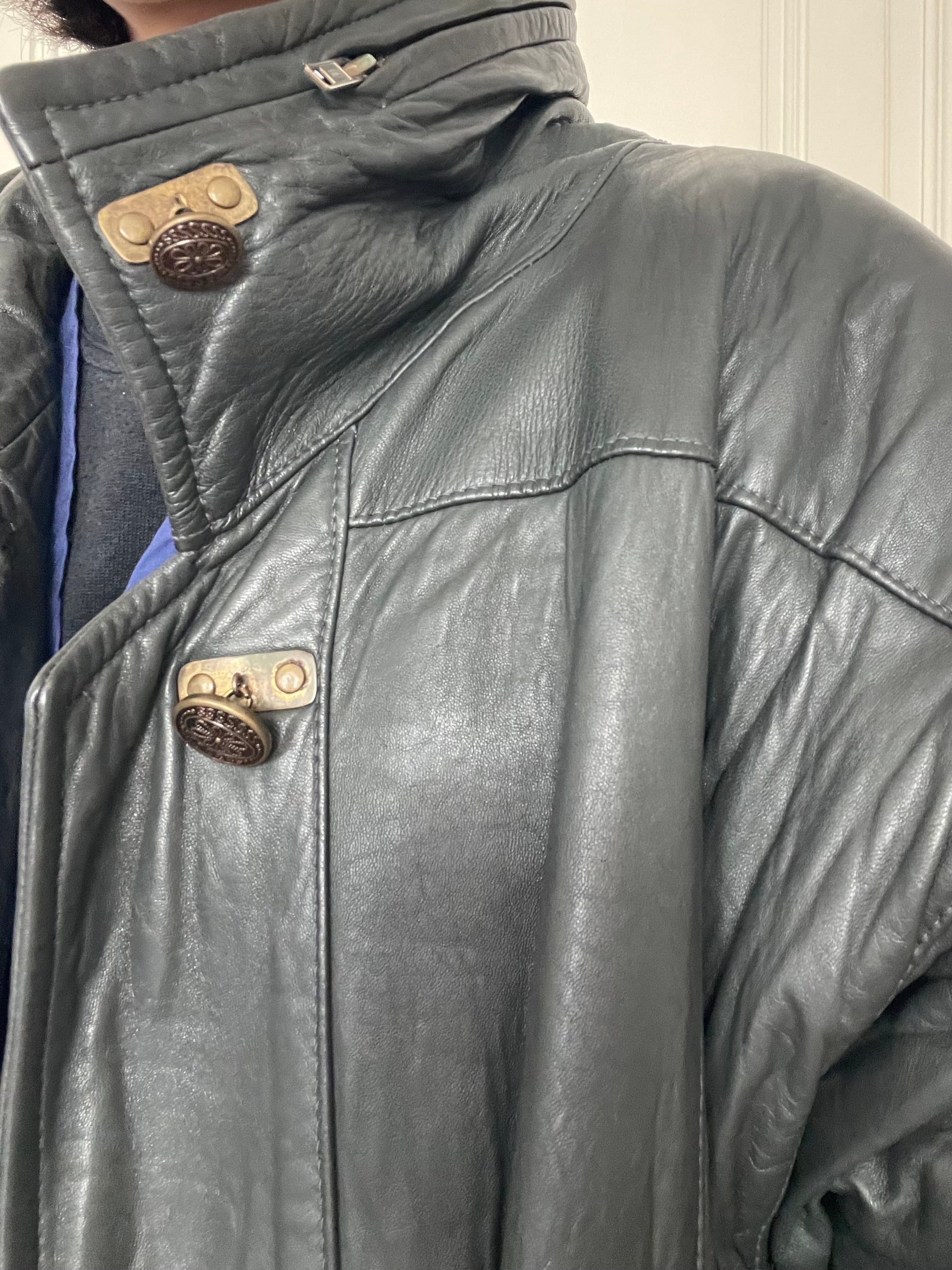 Oversized schwarze Lederjacke - Kleiderhaufen - Default Title