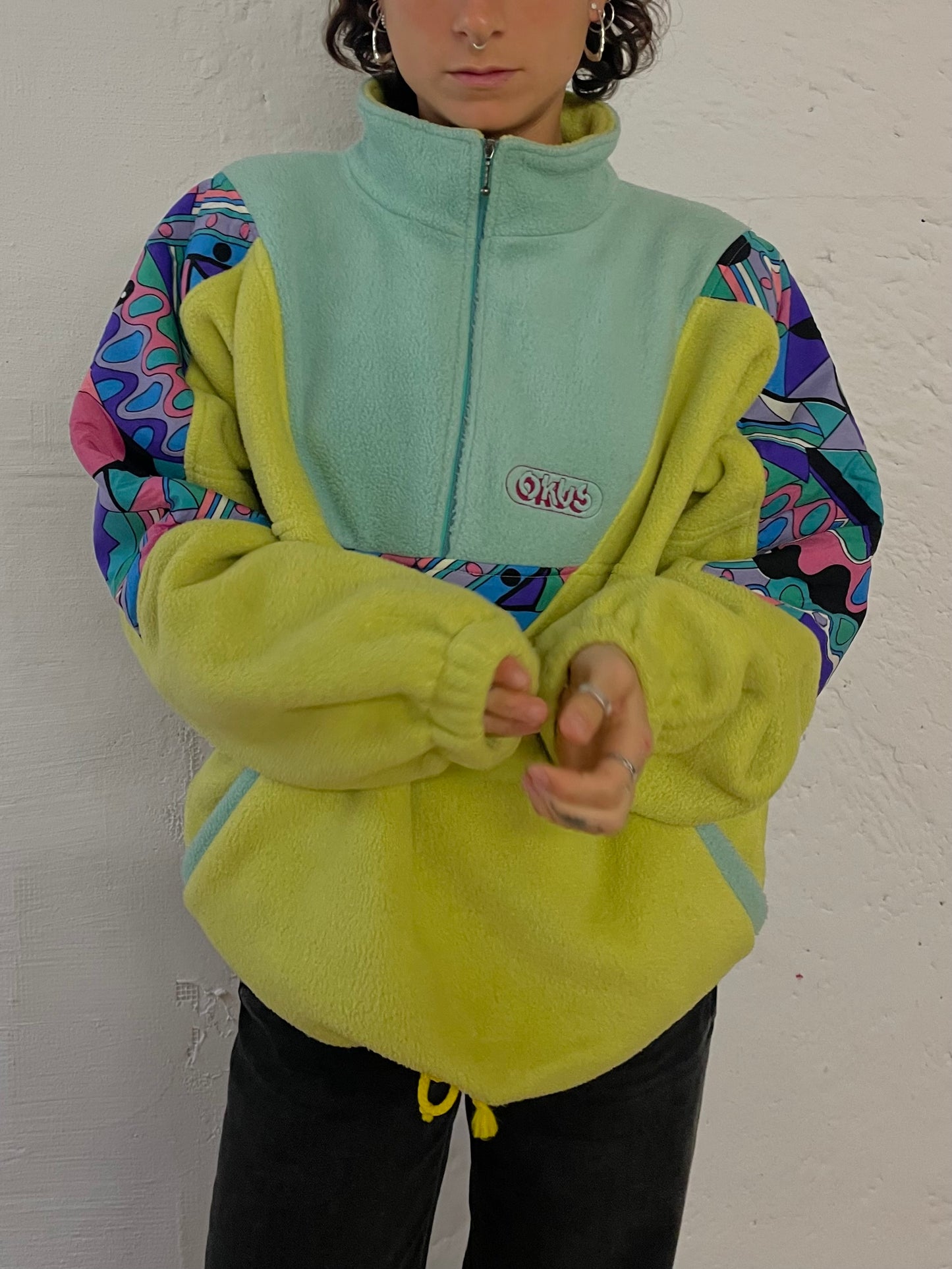 Vintage Okus Oversized Pullover Thick & Warm Green/Turquoise – L