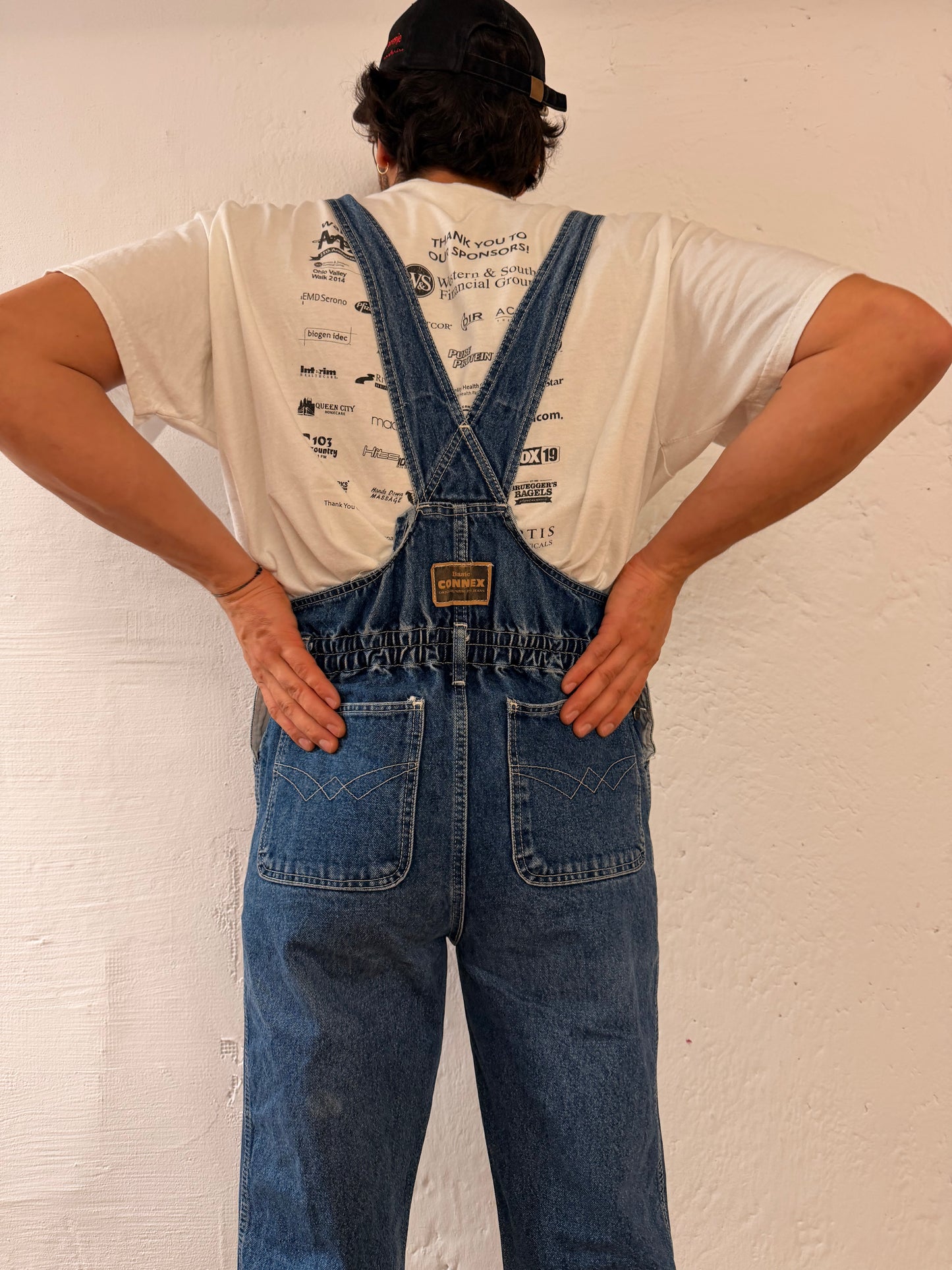 Denim Overalls Connex Blue Adjustable Side Buttons Unisex – L