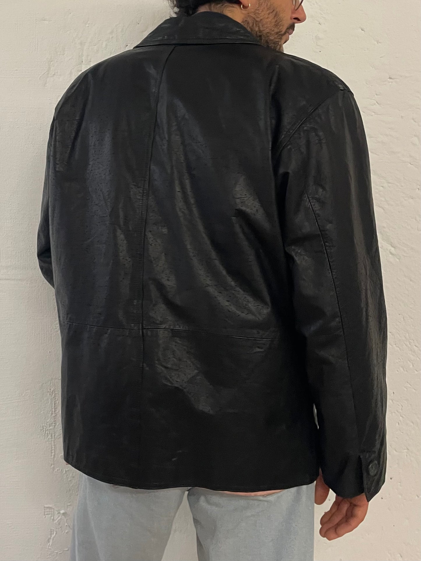 Vintage Montes Leather Jacket Black Genuine Leather – L