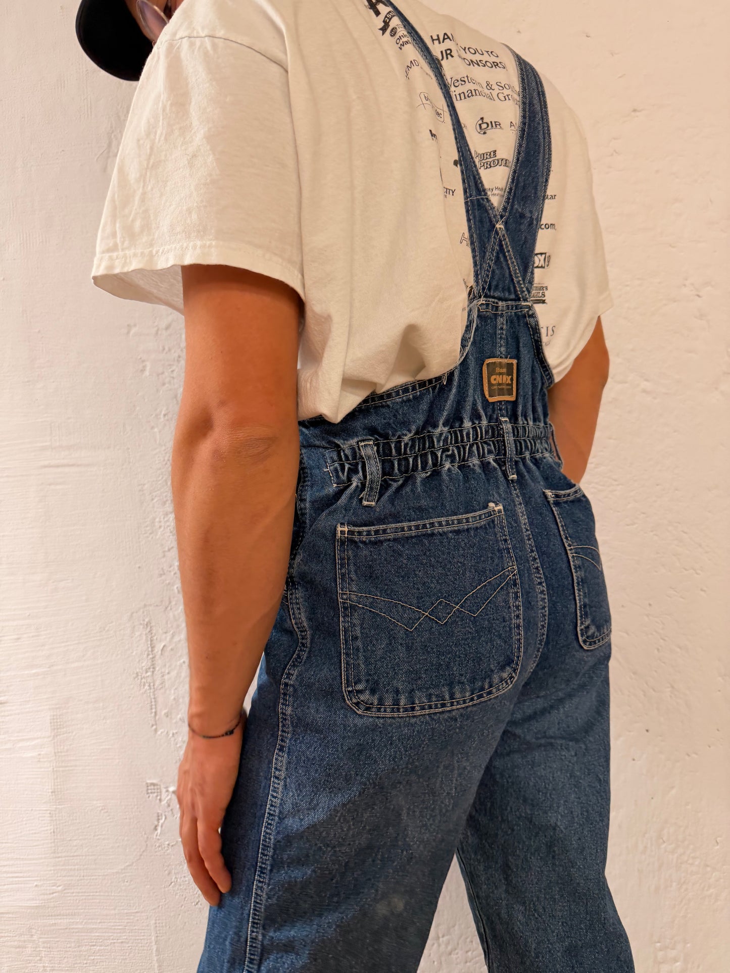 Denim Overalls Connex Blue Adjustable Side Buttons Unisex – L