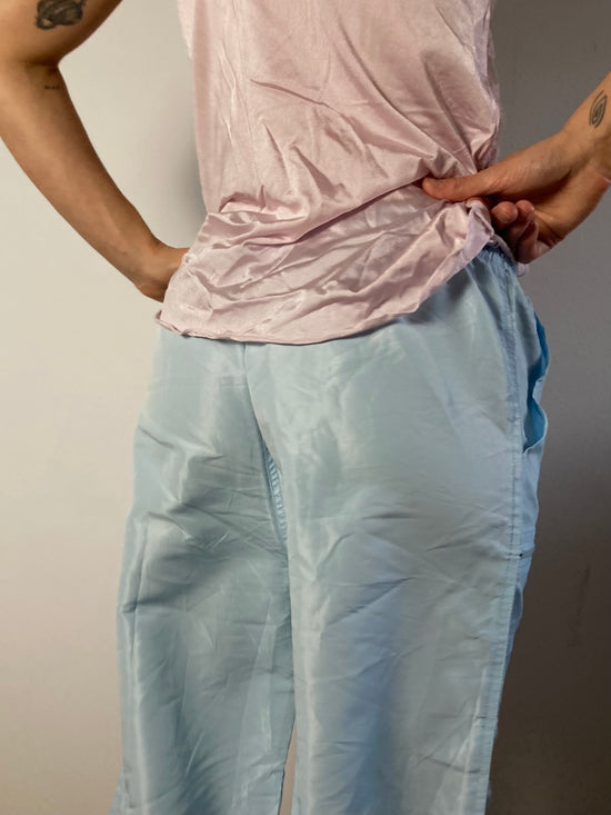 Track Pants Sport Paris Light Blue Adjustable Waist Long Unisex – M