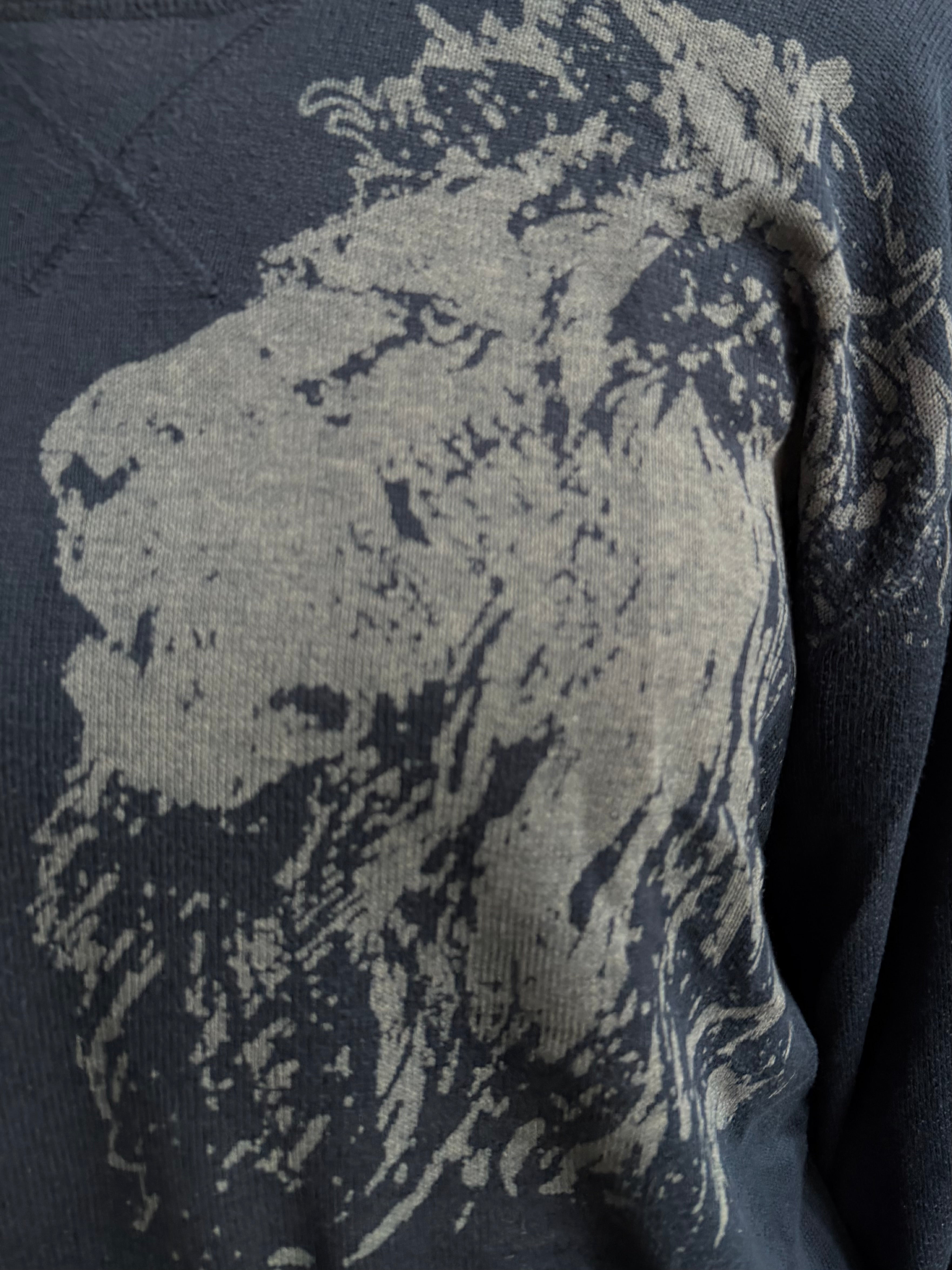 Oversized Longsleeve Shirt Darkblue Unisex - XL