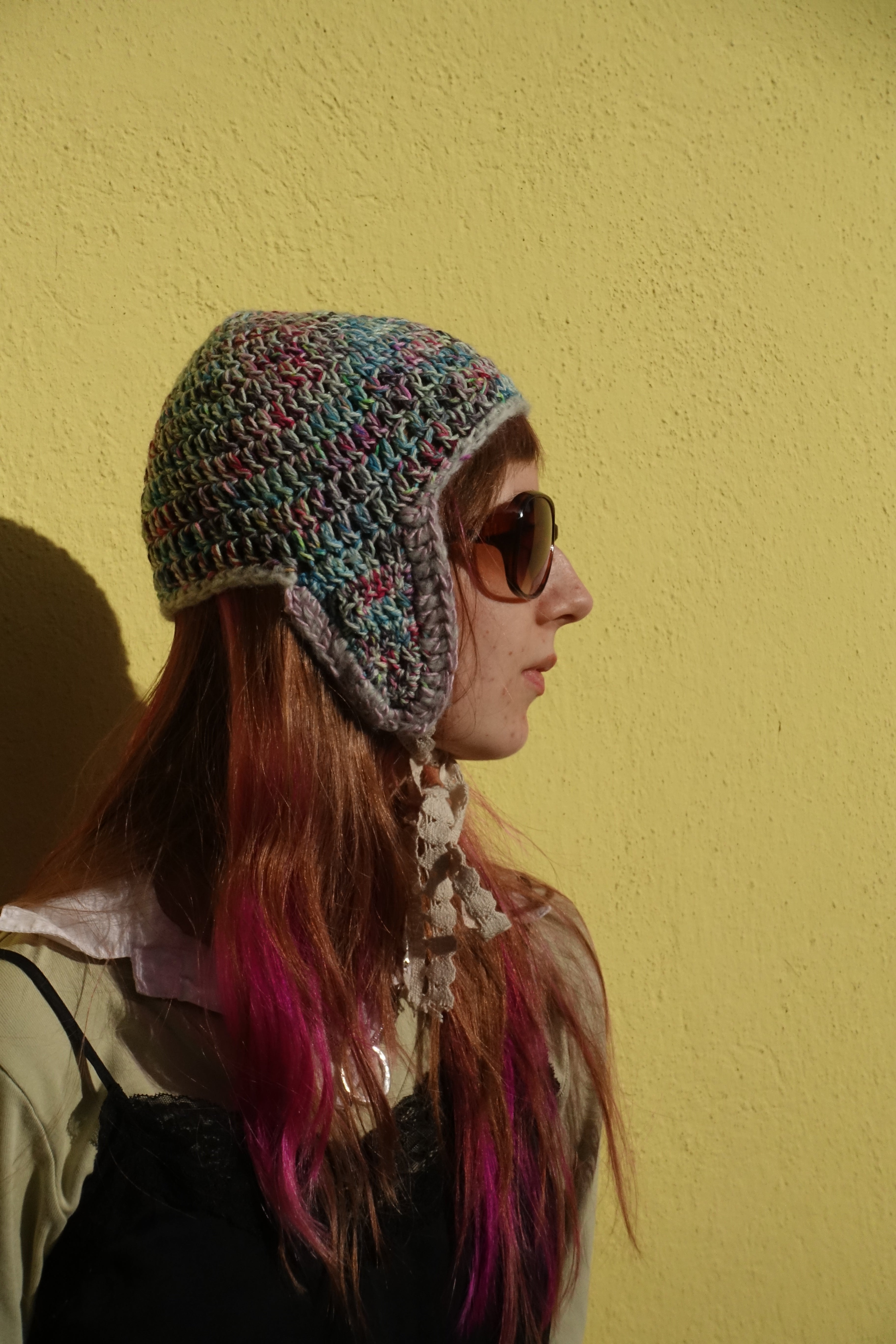 Handmade Merino Wool Hunting Cap Earflaps Turquoise Light Grey Magenta – S/M