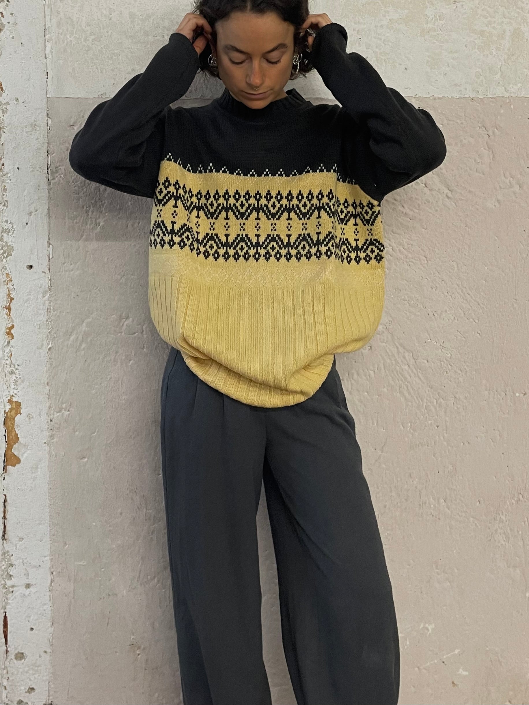 Cozy Vintage Sweater Yellow & Brown - Kleiderhaufen - Default Title