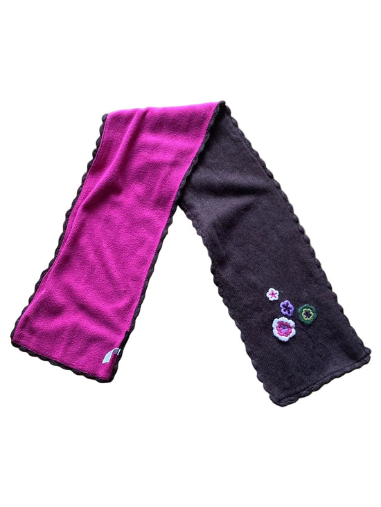Wendeschal in Pink und Dunkelgrau mit Blumenstickerei