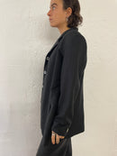 Pinstripe Blazer Long Sleeve Elegant Grey & Black– M/L