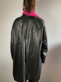 Coat Vintage Leather Jacket Skiner’s Black Coat – M/L