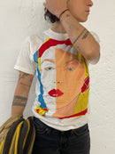 Screen Stars T-Shirt Large Front Print White – M