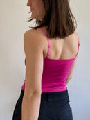 Top Vintage Spaghetti Strap Gin Fizz Summer Satin Pink Women – S