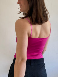 Top Vintage Spaghetti Strap Gin Fizz Summer Satin Pink Women – S