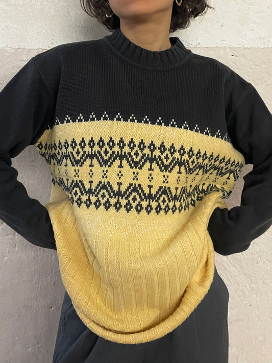 Cozy Vintage Sweater Yellow & Brown