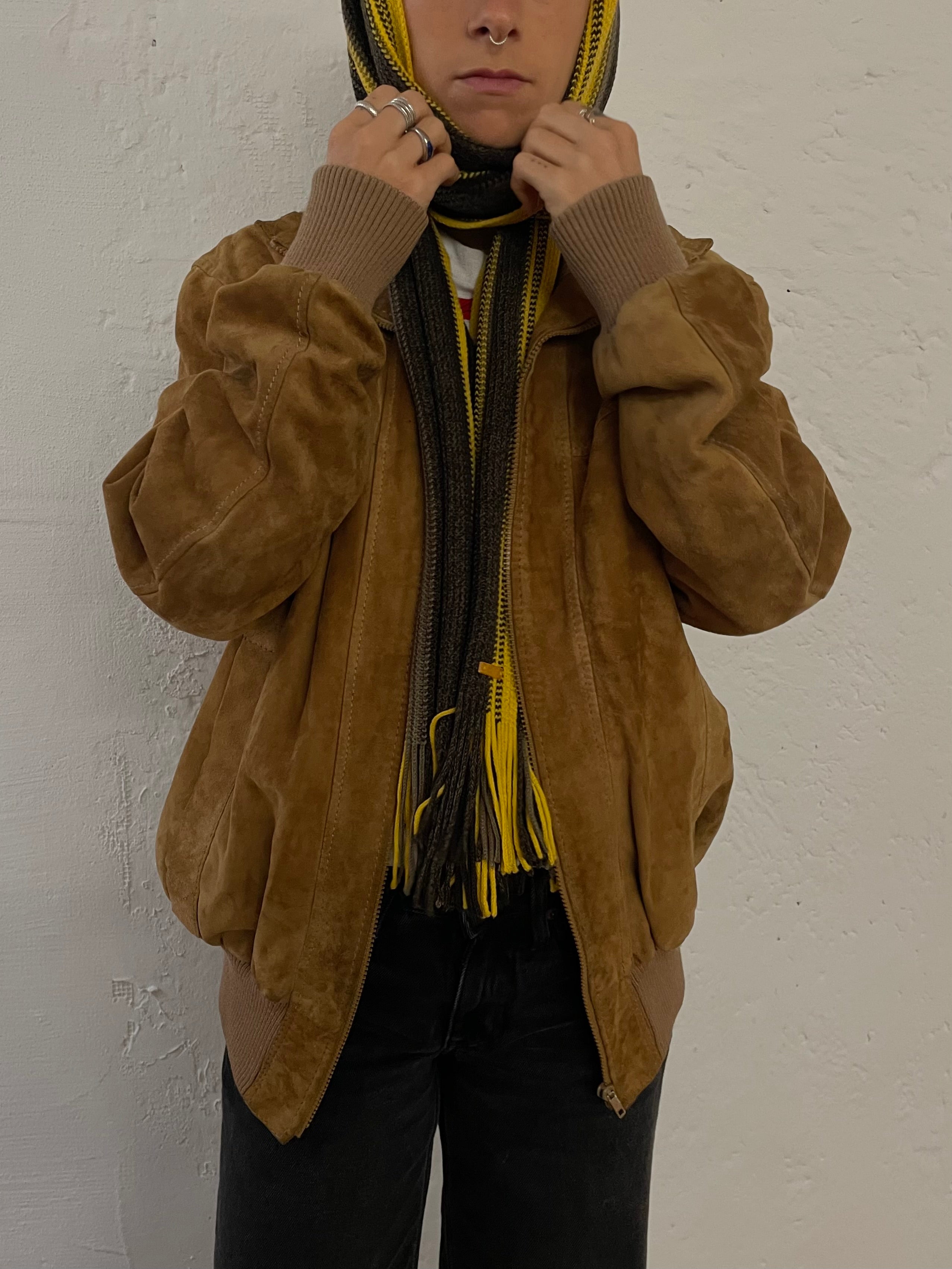 Vintage Leather Jacket Light Brown Unisex Made in Italy – M