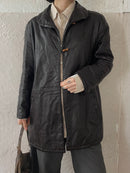 Vintage Leather Coat Women Brown Black – M