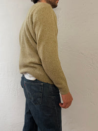 Pullover Authentic Yellow Cream Ocher Wool Blend Longsleeve Unisex  – XL