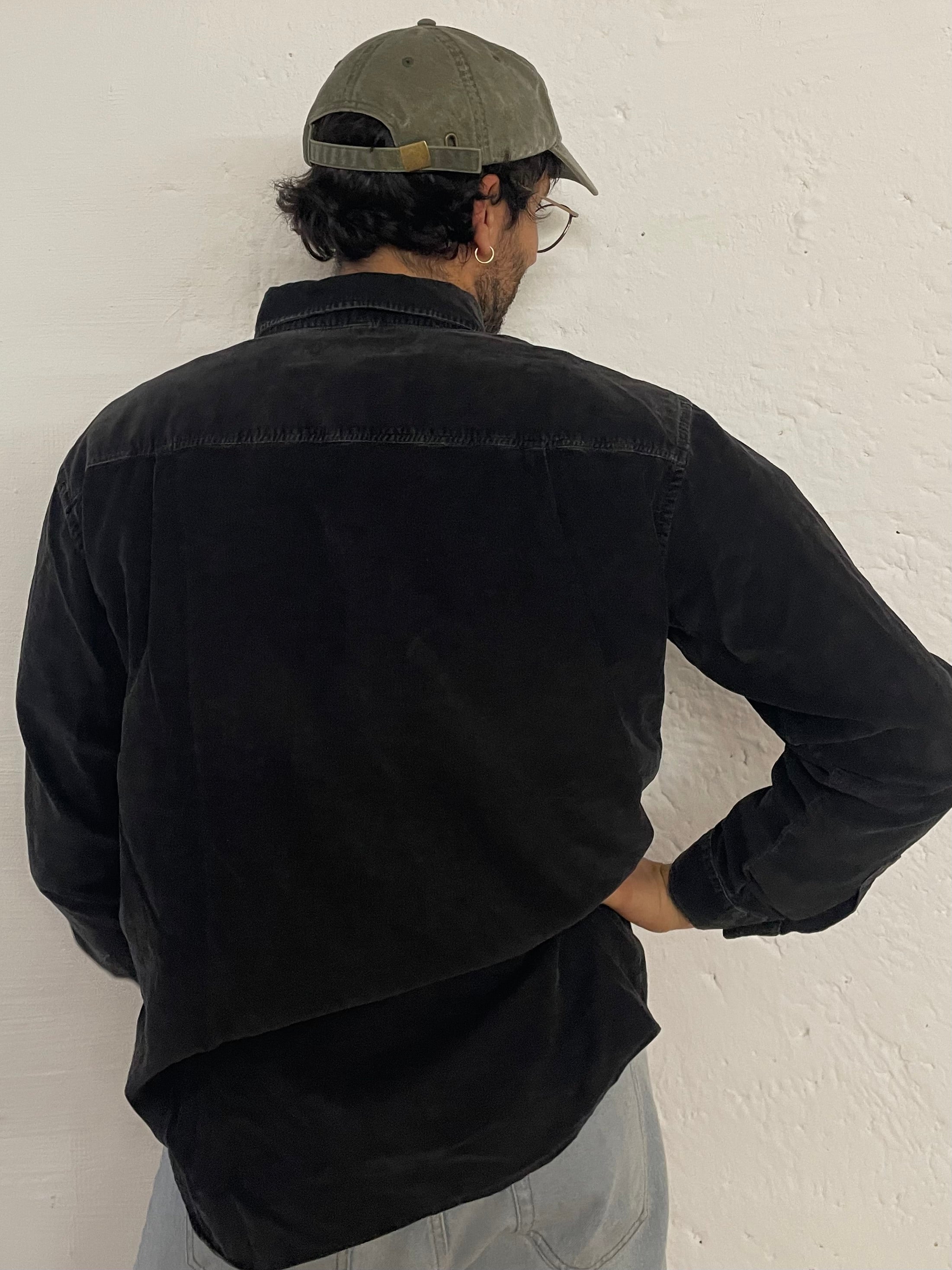 Vintage HAZARD Regular Fit Shirt Black Long Sleeve – L