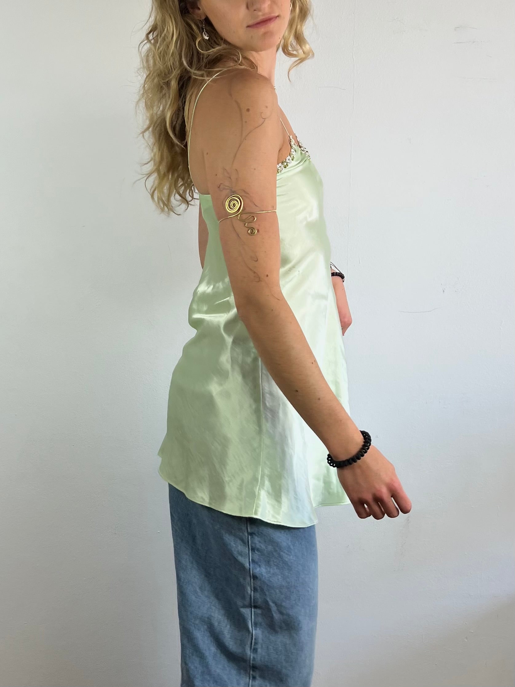 Dress Vintage Darjeeling Layering Summer Strappy Green Yellow – S