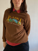 Sweater Vintage 90s Brown Front Stitch Graphic Unisex – M