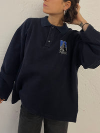 Polo Pullover Oversized Black Front Patch –  L