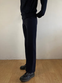 Pants Vintage Blue Fabric Trousers Minimal Straight Fit Unisex – Size approx. M