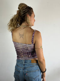 Tank Top Vintage Striped Pink Purple Summer Lightweight – S