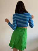 Longsleeve Shirt Fitted Silhouette Blue White Striped Slim Fit Layering – M