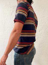 Polo Shirt Paul & Shark Yachting Black Striped with Orange & Yellow Details – L