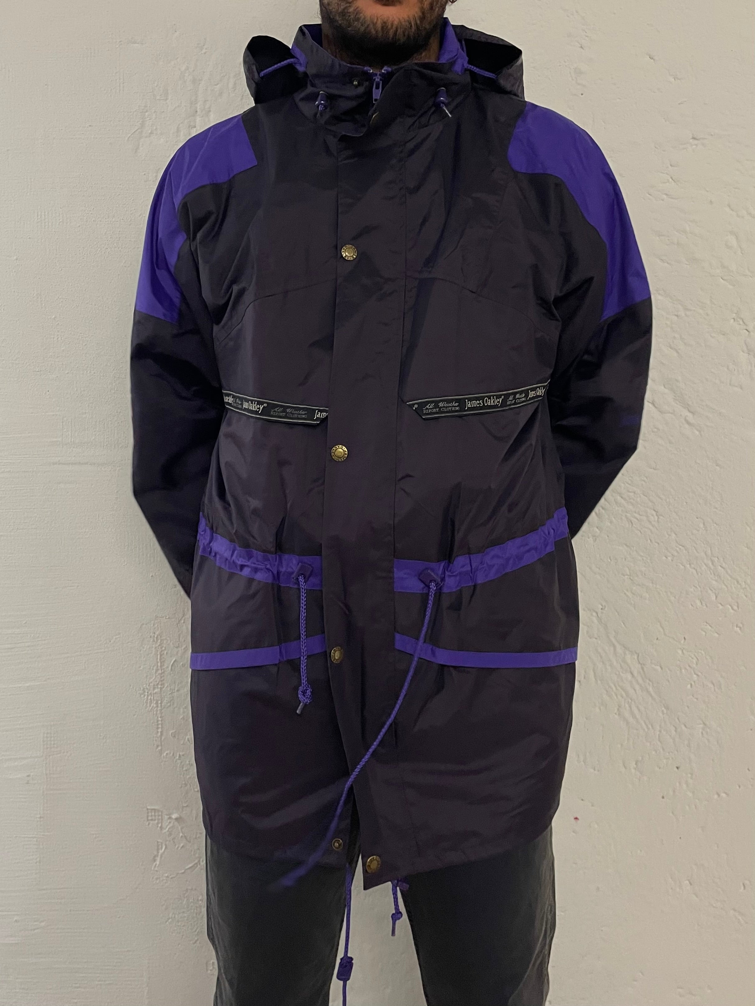 Vintage James Oakley Rain Jacket Hooded Purple – XL