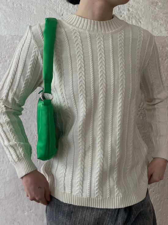 Vintage Slim Fit Virgin Wool Blend Sweater Cream White – M