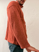 Vintage Zip Wool Pullover Giramondo Orange Front Stitching – L