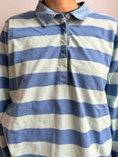 Bexleys Woman Polo Longsleeve Grey and Blue 100% Cotton Unisex - XL