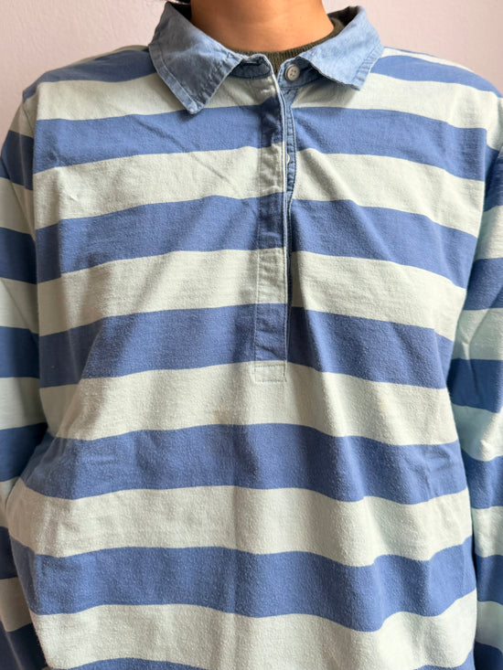 Bexleys Woman Polo Longsleeve Grey and Blue 100% Cotton Unisex - XL