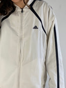 Track Jacket Vintage Adidas Sport Unisex White Cream Retro Fit Zip Jacket – L (fits like M)