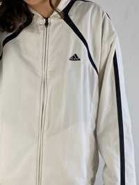 Track Jacket Vintage Adidas Sport Unisex White Cream Retro Fit Zip Jacket – L (fits like M)