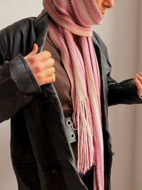 Striped Scarf Rosa, Purple, White and Creme - One Size