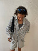 Blau/weiß gestreiftes Langarmhemd Size M/L - Kleiderhaufen - Default Title