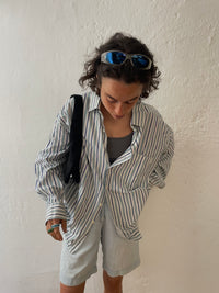 Blau/weiß gestreiftes Langarmhemd Size M/L - Kleiderhaufen - Default Title