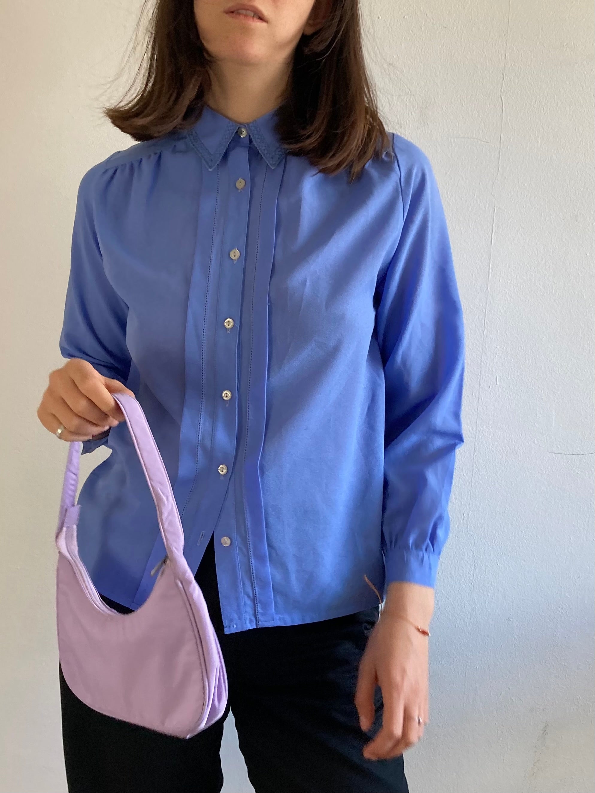 Blouse Vintage Elegant Venere Made in Italy Blue Layering Women – M/L